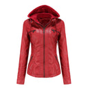 Faux Leather Hooded Zip-Up Jacket-Jackets-Krush Kandy, Women's Online Fashion Boutique Located in Phoenix, Arizona (Scottsdale Area)