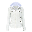 Faux Leather Hooded Zip-Up Jacket-Jackets-Krush Kandy, Women's Online Fashion Boutique Located in Phoenix, Arizona (Scottsdale Area)
