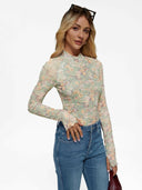 Meadow Mist Mesh Long Sleeve Top-Tops-Krush Kandy, Women's Online Fashion Boutique Located in Phoenix, Arizona (Scottsdale Area)