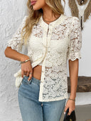 Picture Perfect Lace Button Up Blouse-Blouses-Krush Kandy, Women's Online Fashion Boutique Located in Phoenix, Arizona (Scottsdale Area)