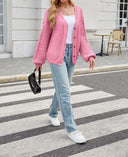 Pretty In Pink Button Cardigan-Tops-Krush Kandy, Women's Online Fashion Boutique Located in Phoenix, Arizona (Scottsdale Area)