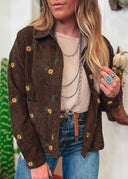 Corduroy Embroidered Flower Jacket-Jacket-Krush Kandy, Women's Online Fashion Boutique Located in Phoenix, Arizona (Scottsdale Area)
