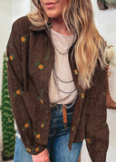 Corduroy Embroidered Flower Jacket-Jacket-Krush Kandy, Women's Online Fashion Boutique Located in Phoenix, Arizona (Scottsdale Area)