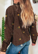 Corduroy Embroidered Flower Jacket-Jacket-Krush Kandy, Women's Online Fashion Boutique Located in Phoenix, Arizona (Scottsdale Area)