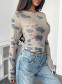 Cloud Wash Mesh Long Sleeve Top-Tops-Krush Kandy, Women's Online Fashion Boutique Located in Phoenix, Arizona (Scottsdale Area)