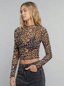 Untamed Mesh Leopard Top-Long Sleeve Tops-Krush Kandy, Women's Online Fashion Boutique Located in Phoenix, Arizona (Scottsdale Area)
