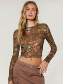 Wild Rose Mesh Long Sleeve Top-Long Sleeve Tops-Krush Kandy, Women's Online Fashion Boutique Located in Phoenix, Arizona (Scottsdale Area)