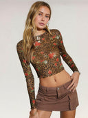 Wild Rose Mesh Long Sleeve Top-Long Sleeve Tops-Krush Kandy, Women's Online Fashion Boutique Located in Phoenix, Arizona (Scottsdale Area)