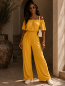 Off The Shoulder Satin Jumpsuit