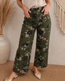 Olive Blossom Wide Leg Jeans