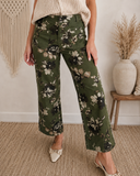 Olive Blossom Wide Leg Jeans