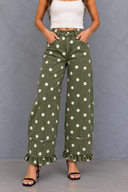 Olive Polka-Dot Ruffle-Hem Pants.png