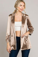 Fall In Love Again Satin Ruched Sleeve Jacket-CJC Import Draft-Krush Kandy, Women's Online Fashion Boutique Located in Phoenix, Arizona (Scottsdale Area)