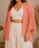 Open Weaving Long Sleeve Hoodie Sweater Cardigan