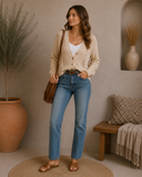 Openwork Button Up Long Sleeve Cardigan