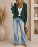 Openwork Button Up Long Sleeve Cardigan
