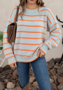 Coastal Rhythm Contrast Stripe Knit Sweater