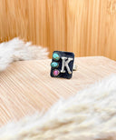 Big Sky Initial Stone Spark Ring PREORDER-Rings-Rae Collective, Women's Online Fashion Boutique Located in Phoenix, Arizona (Scottsdale Area)