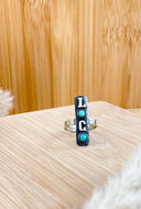 Prairie Skies Initial Bar Stone Ring PREORDER-Rings-Rae Collective, Women's Online Fashion Boutique Located in Phoenix, Arizona (Scottsdale Area)