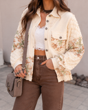 POL Balloon Sleeve Pearl Detail Floral A-Line Fit Jacket