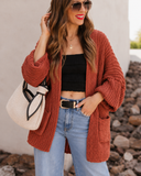 POL Long Sleeve Pockets Solid Sweater Cardigan