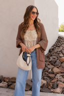 POL Long Sleeve Pockets Solid Sweater Cardigan