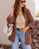 POL Long Sleeve Pockets Solid Sweater Cardigan