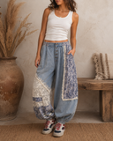 POL Meadow Patchwork Crochet Jogger Pants