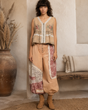 POL Meadow Patchwork Crochet Jogger Pants
