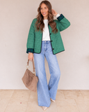 POL Reversible Quilted Plaid Jacket