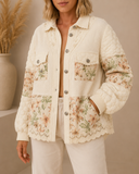 POL Balloon Sleeve Pearl Detail Floral A-Line Fit Jacket