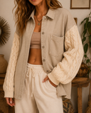 POL Contrast Sleeve Button Down Shacket