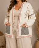 POL Embroidery Quilted Knit Jacket