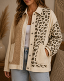 POL Floral Print Contrast Color Bloc k Quilted Jacket