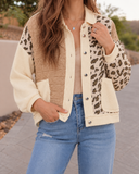 POL Floral Print Contrast Color Block Quilted Jacket