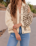 POL Floral Print Contrast Color Block Quilted Jacket