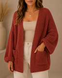 POL Long Sleeve Pockets Solid Sweater Cardigan