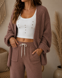 POL Long Sleeve Pockets Solid Sweater Cardigan