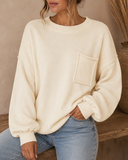 POL Oversize Balloon Sleeve Round Neck Pullover Sweater