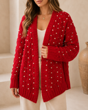 POL Pearl-Embellished Chenille Cardigan