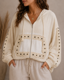 POL Studded Trim Gauze Hoodie
