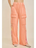 Papaya Bloom Studded Cargo Pants