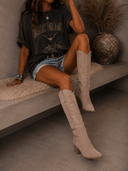 Beige/ Inlay High Western Embroidery Boot