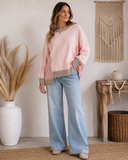 Pink & Taupe Patchwork Pullover