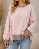 Pink & Taupe Patchwork Pullover