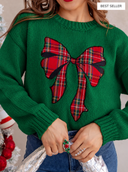 Plaid Bow Holiday Sweater \ KKB EXCLUSIVE XS-3X