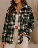 Plaid Flap Pocket Oversized Shacket