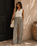 Plaid Wide-Leg Lounge Pants