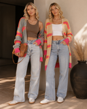 Pop of Pink Stripe Cardigan | S-2X