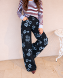 Printed Wide Leg Denim Pants